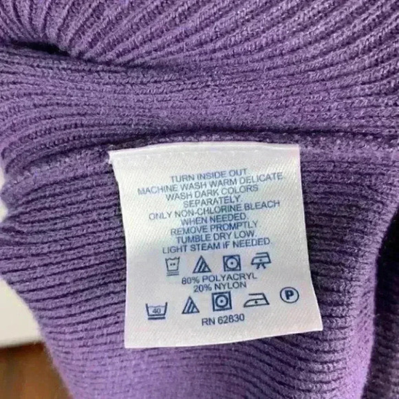 Lands end sweater size 1X 16-18 purple zip V-neck - Picture 8 of 8